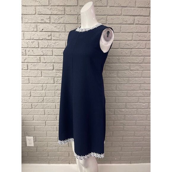 Nanette Lepore Navy A-Line Sleeveless Dress with Crochet Trim Size 2 - Picture 5 of 7